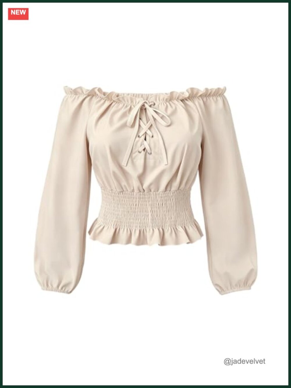 Renaissance Off Shoulder Lantern Sleeve Peasant Blouse Lace Up Crop Top